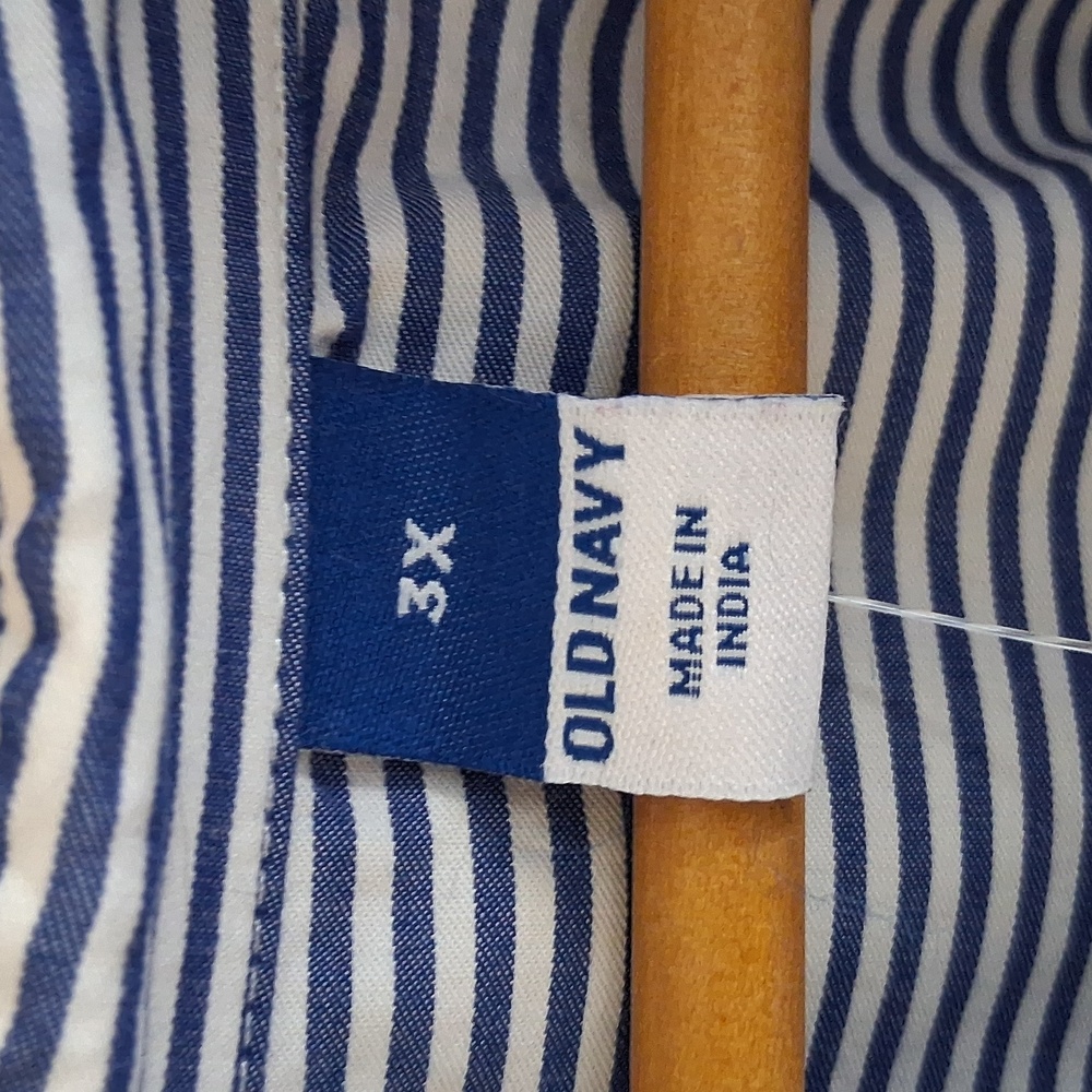 Old Navy NWT Blue White Stripe Cotton Long Sleeve Maxi Shirt Dress Size 3X - Picture 4 of 9